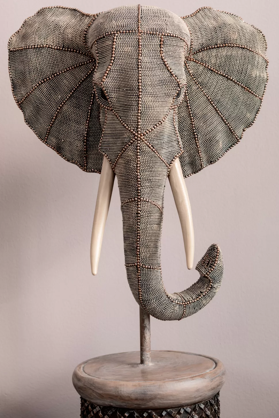 Figurki Dekoracyjne-KARE Design Figurka Dekoracyjna Elephant Head Pearls 28x49 Cm Kolorowa