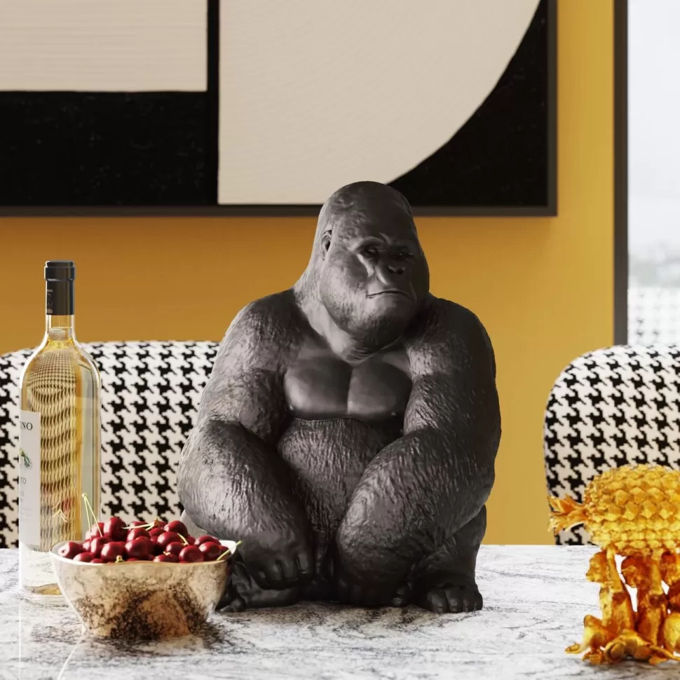 Figurki Dekoracyjne-KARE Design Figurka Dekoracyjna Gorilla 30x39 Cm Czarna