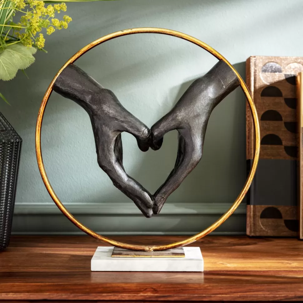 Figurki Dekoracyjne-KARE Design Figurka Dekoracyjna Heart Hand 60x62 Cm Czarno-złota