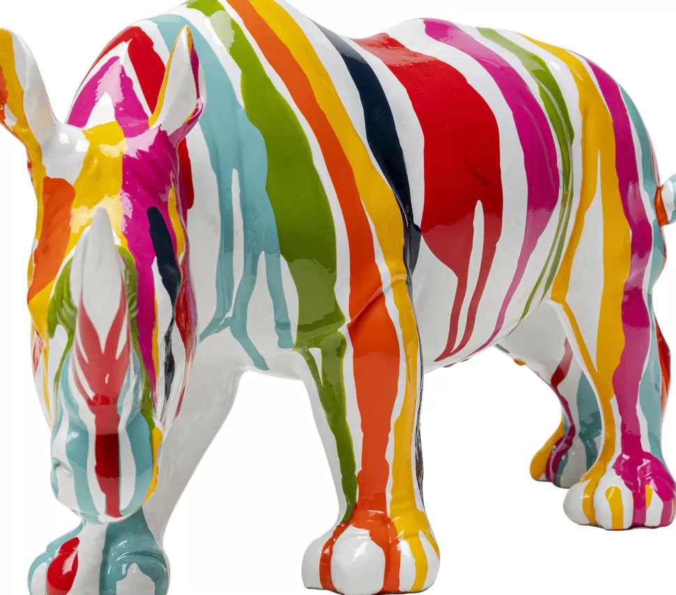 Figurki Dekoracyjne-KARE Design Figurka Dekoracyjna Kolorowa Ręcznie Malowana Nosorożec 34x18 Cm