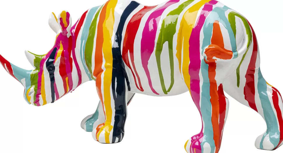 Figurki Dekoracyjne-KARE Design Figurka Dekoracyjna Kolorowa Ręcznie Malowana Nosorożec 34x18 Cm