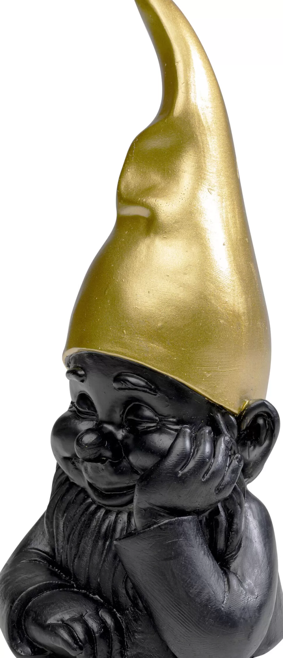 Figurki Dekoracyjne-KARE Design Figurka Dekoracyjna Krasnal Czarny Czapka Złota 10x21 Cm