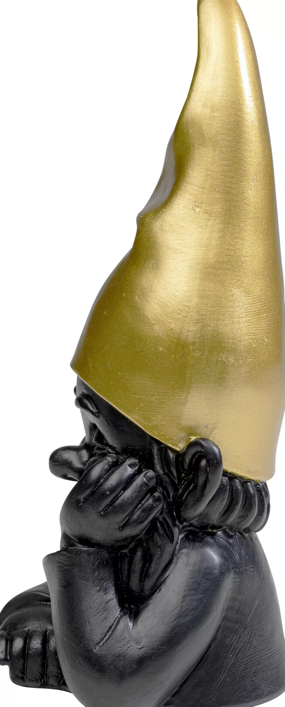 Figurki Dekoracyjne-KARE Design Figurka Dekoracyjna Krasnal Czarny Czapka Złota 10x21 Cm