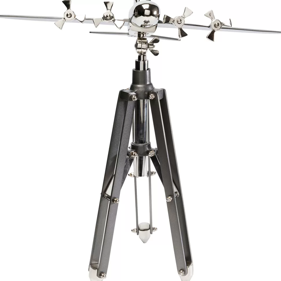 Figurki Dekoracyjne-KARE Design Figurka Dekoracyjna Na Trójnogu Samolot Aluminium Niklowane 57x54 Cm