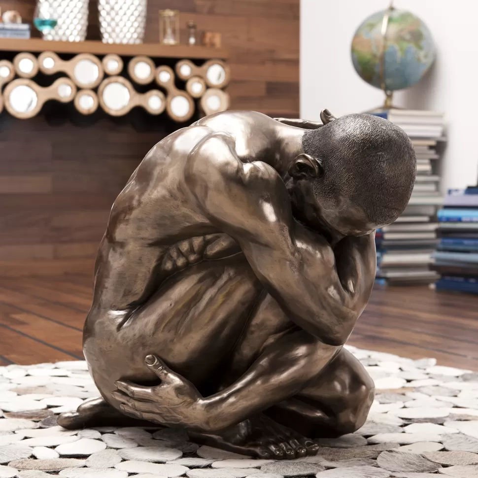 Figurki Dekoracyjne-KARE Design Figurka Dekoracyjna Nude Man Hug 35x54 Cm Brązowa