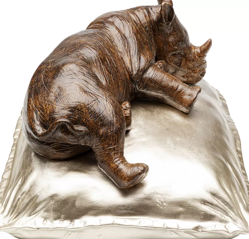 Figurki Dekoracyjne-KARE Design Figurka Dekoracyjna śpiący Nosorożec Brązowo-złota 37x32 Cm