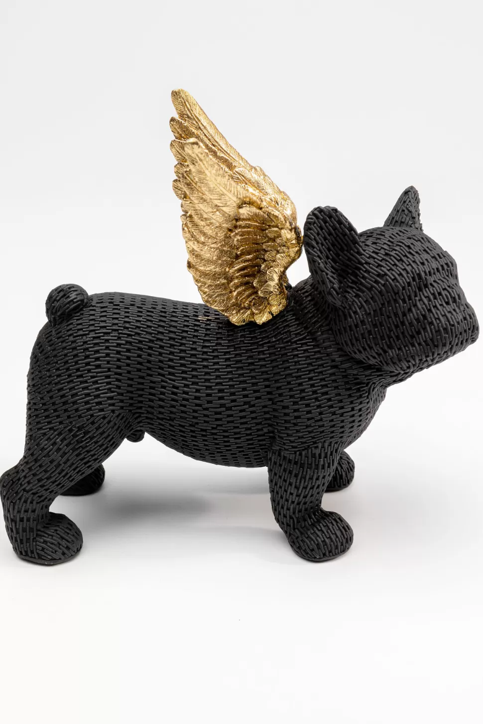 Figurki Dekoracyjne-KARE Design Figurka Dekoracyjna Piesek Czarny Anioł Złote Skrzydła 28x25 Cm