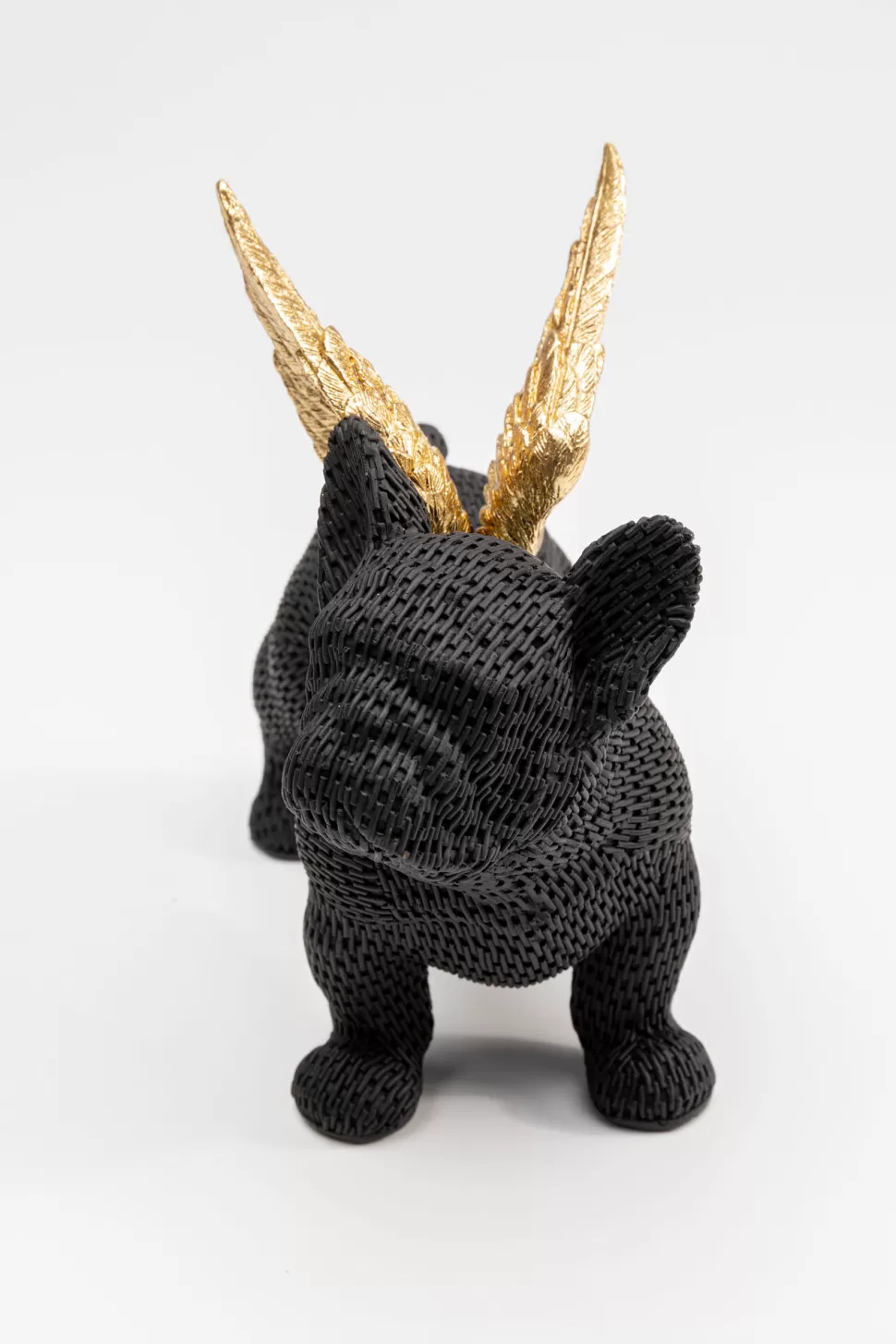 Figurki Dekoracyjne-KARE Design Figurka Dekoracyjna Piesek Czarny Anioł Złote Skrzydła 28x25 Cm