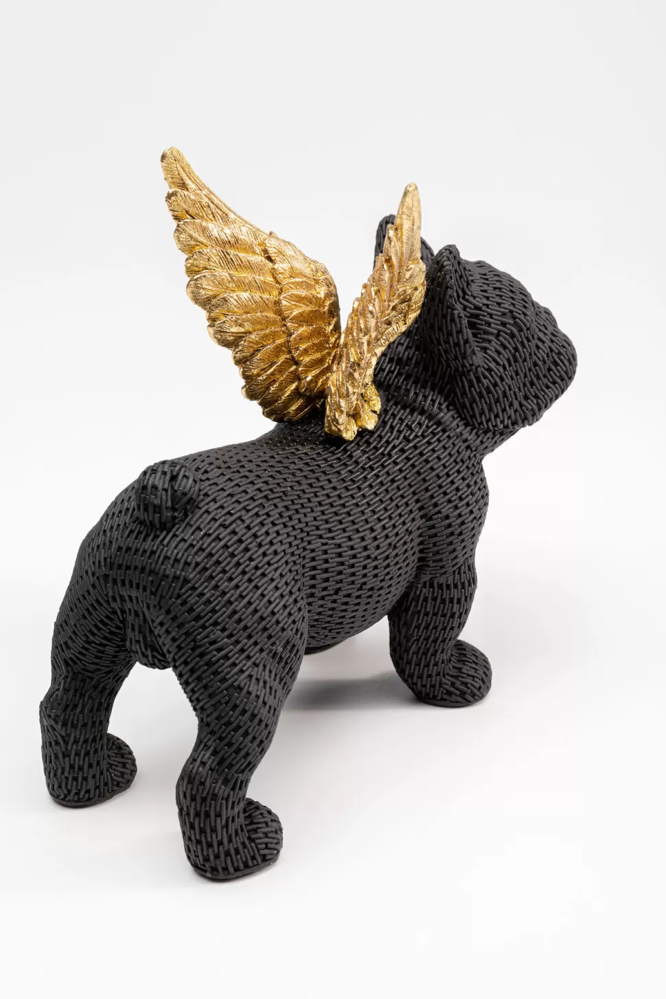 Figurki Dekoracyjne-KARE Design Figurka Dekoracyjna Piesek Czarny Anioł Złote Skrzydła 28x25 Cm