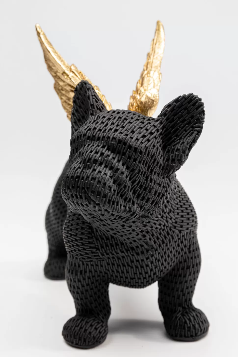 Figurki Dekoracyjne-KARE Design Figurka Dekoracyjna Piesek Czarny Anioł Złote Skrzydła 28x25 Cm