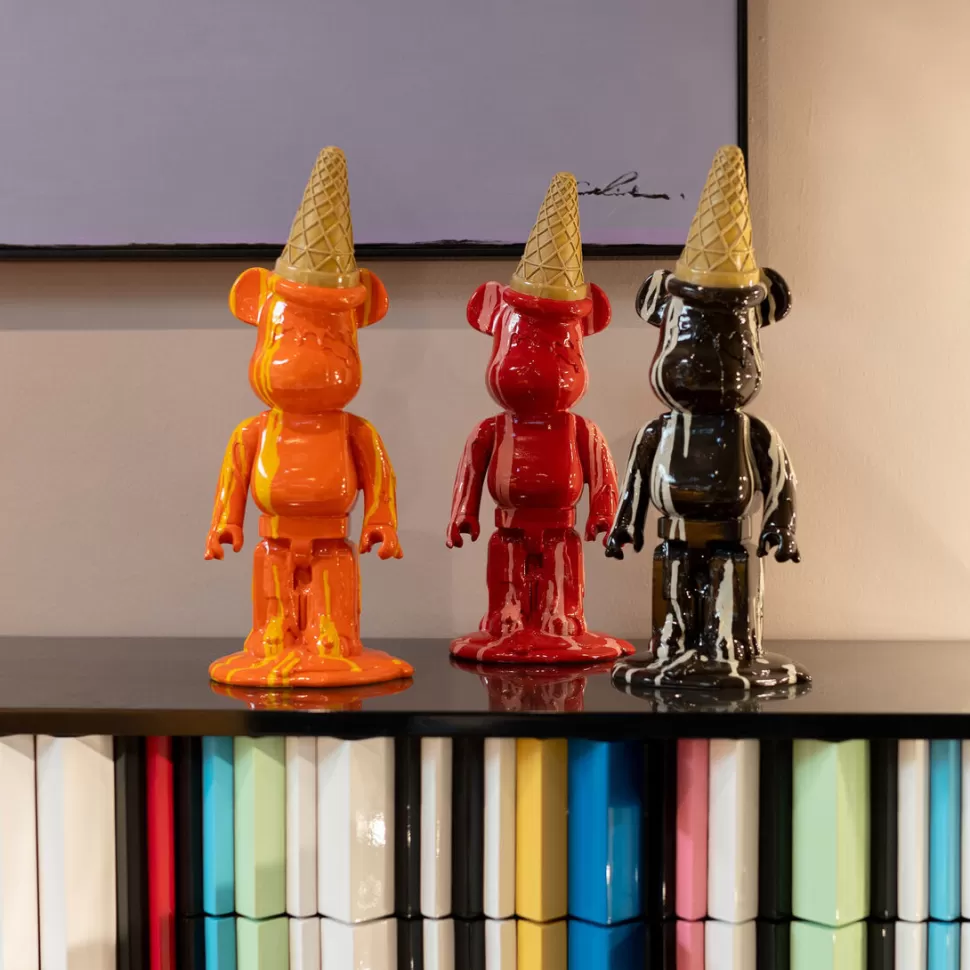 Figurki Dekoracyjne-KARE Design Figurka Dekoracyjna Pomarańczowa Miś I Lód 16x40 Cm