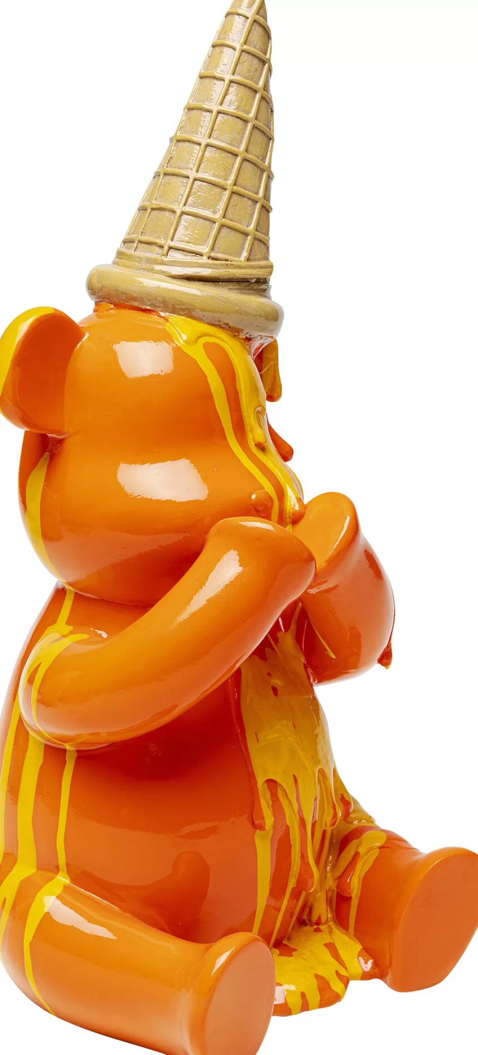 Figurki Dekoracyjne-KARE Design Figurka Dekoracyjna Pomarańczowa Miś Siedzący I Lód 18x37 Cm