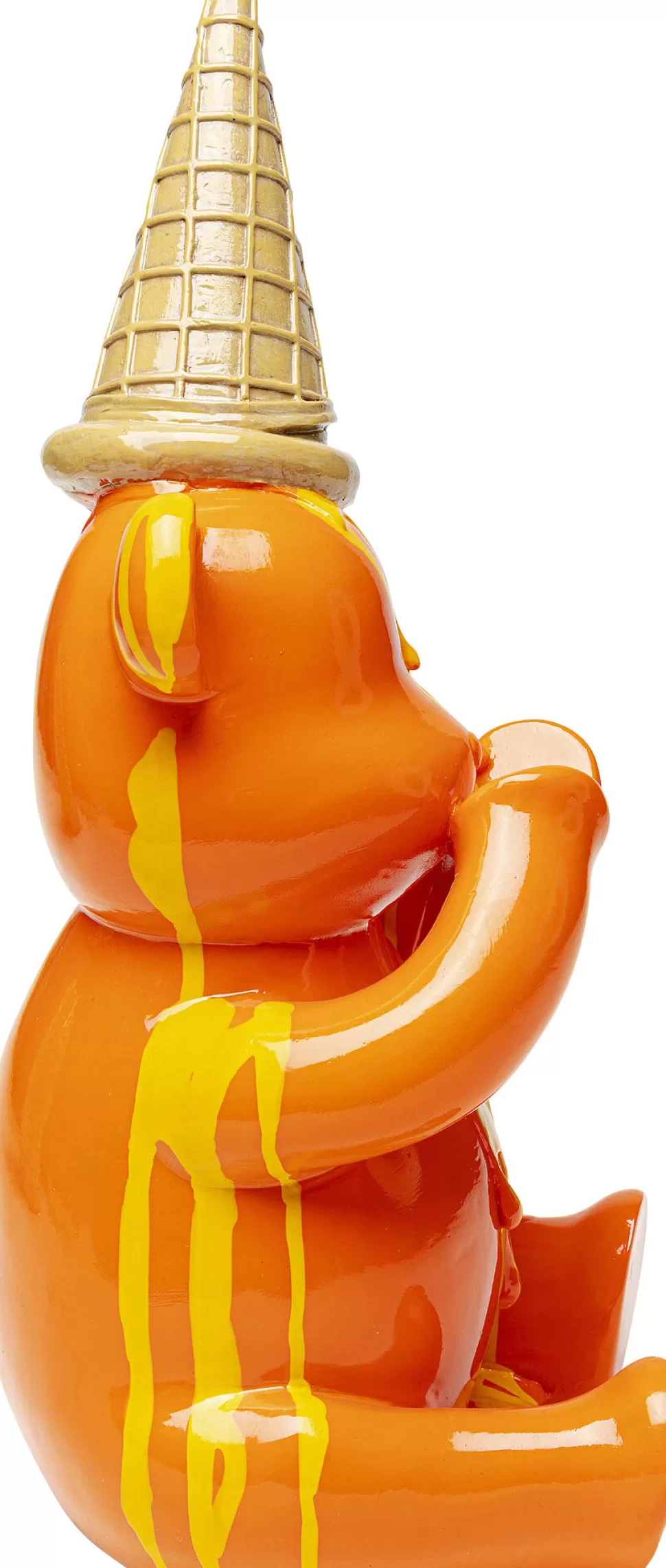 Figurki Dekoracyjne-KARE Design Figurka Dekoracyjna Pomarańczowa Miś Siedzący I Lód 18x37 Cm