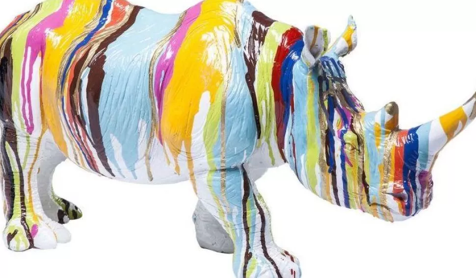 Figurki Dekoracyjne-KARE Design Figurka Dekoracyjna Rhino 55x26 Cm Kolorowa