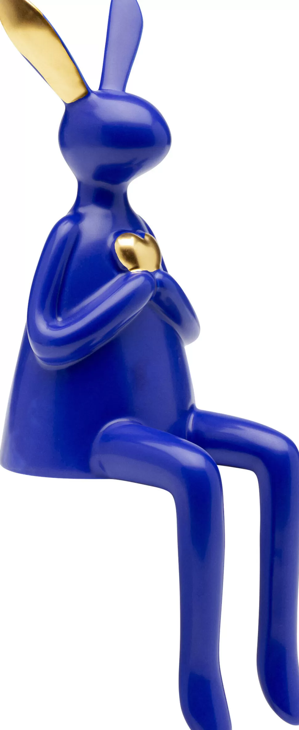Figurki Dekoracyjne-KARE Design Figurka Dekoracyjna Siedzący Królik Niebieski Ze Złotym Sercem 10x29 Cm