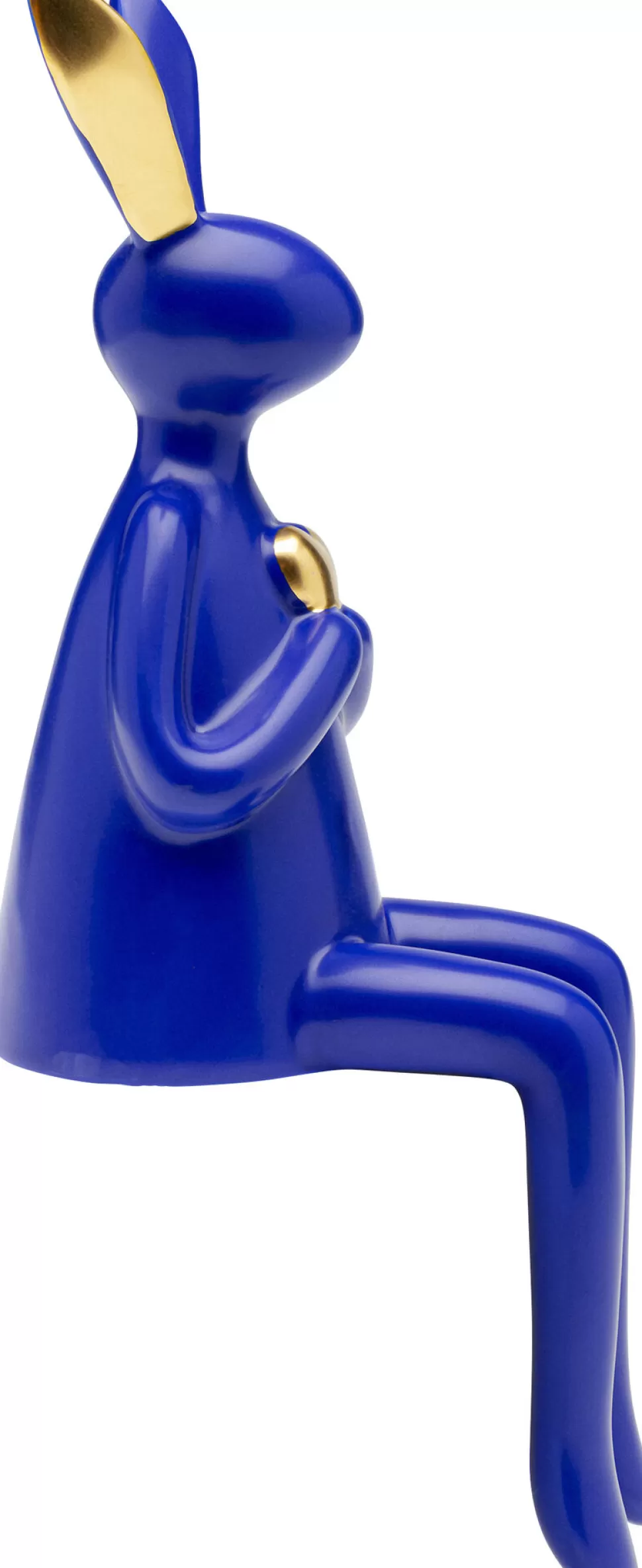 Figurki Dekoracyjne-KARE Design Figurka Dekoracyjna Siedzący Królik Niebieski Ze Złotym Sercem 10x29 Cm