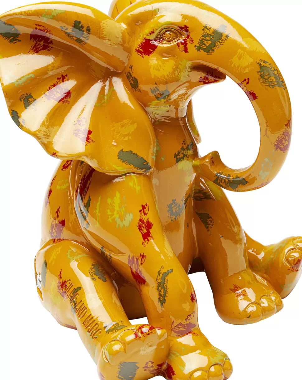 Figurki Dekoracyjne-KARE Design Figurka Dekoracyjna żółta Ze Wzorami Słonik 20x18 Cm
