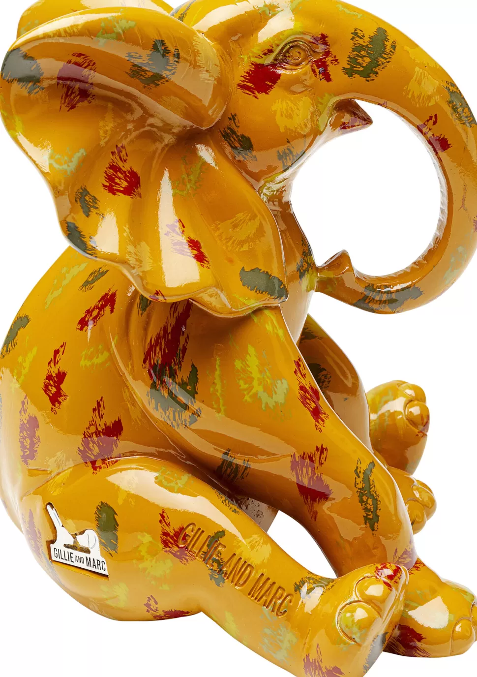 Figurki Dekoracyjne-KARE Design Figurka Dekoracyjna żółta Ze Wzorami Słonik 20x18 Cm