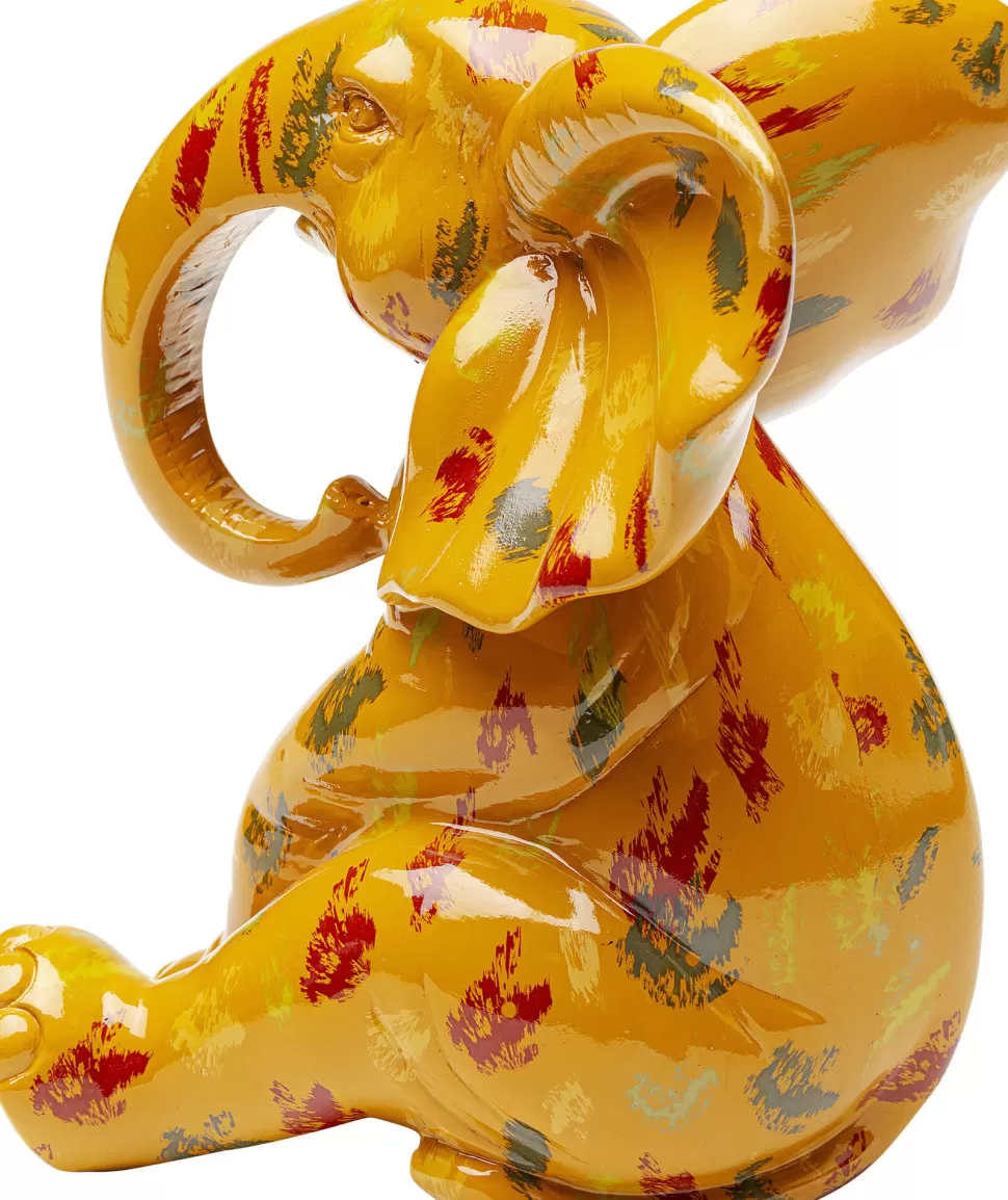 Figurki Dekoracyjne-KARE Design Figurka Dekoracyjna żółta Ze Wzorami Słonik 20x18 Cm