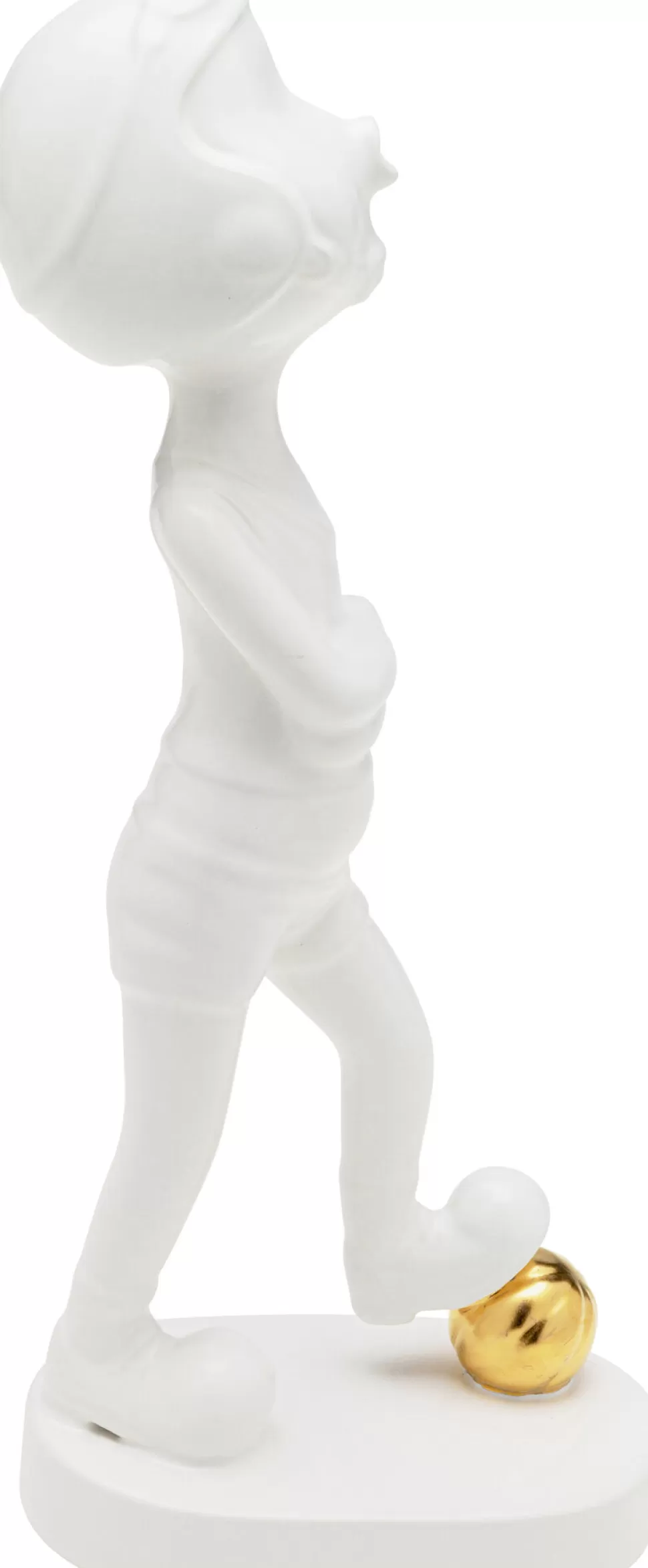 Figurki Dekoracyjne-KARE Design Figurka Dekoracyjna Z Ceramiki Biała 29 Cm Dziewczyna Ze Złotą Piłką