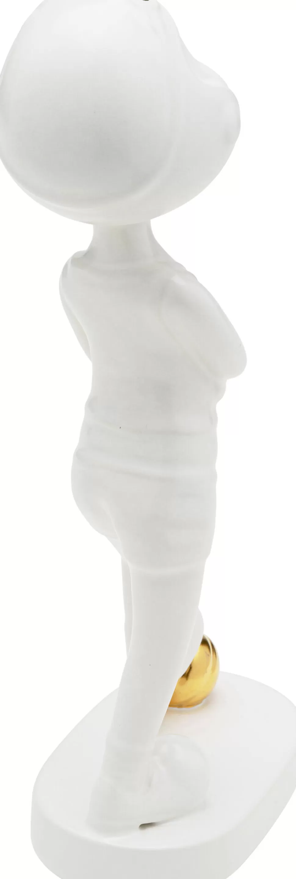 Figurki Dekoracyjne-KARE Design Figurka Dekoracyjna Z Ceramiki Biała 29 Cm Dziewczyna Ze Złotą Piłką