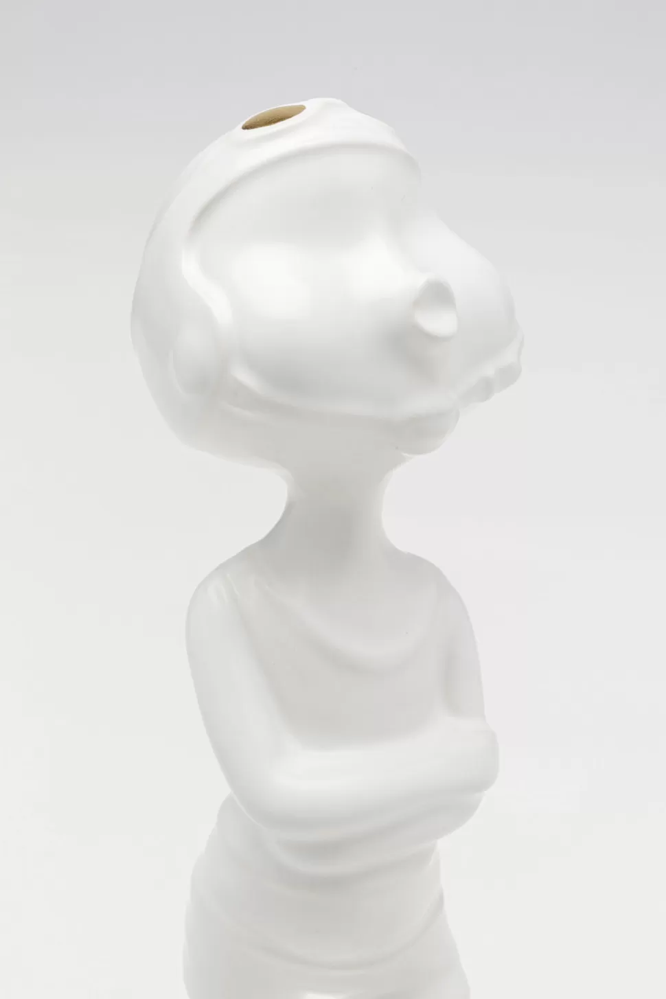 Figurki Dekoracyjne-KARE Design Figurka Dekoracyjna Z Ceramiki Biała 29 Cm Dziewczyna Ze Złotą Piłką