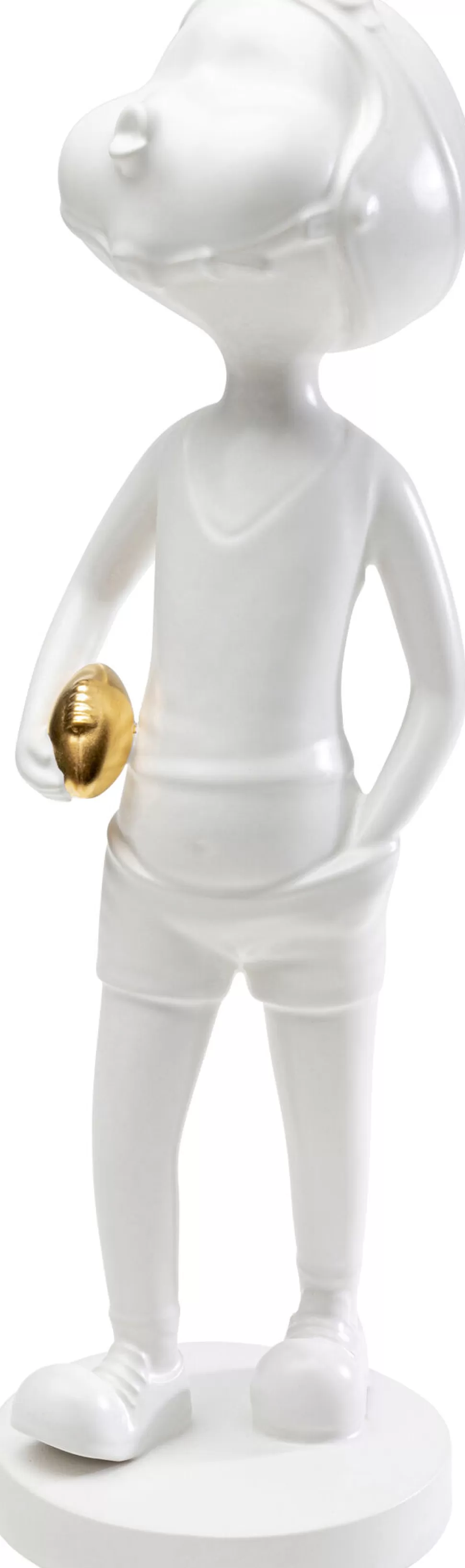 Figurki Dekoracyjne-KARE Design Figurka Dekoracyjna Z Ceramiki Biała 41 Cm Dziewczyna Ze Złotą Piłką