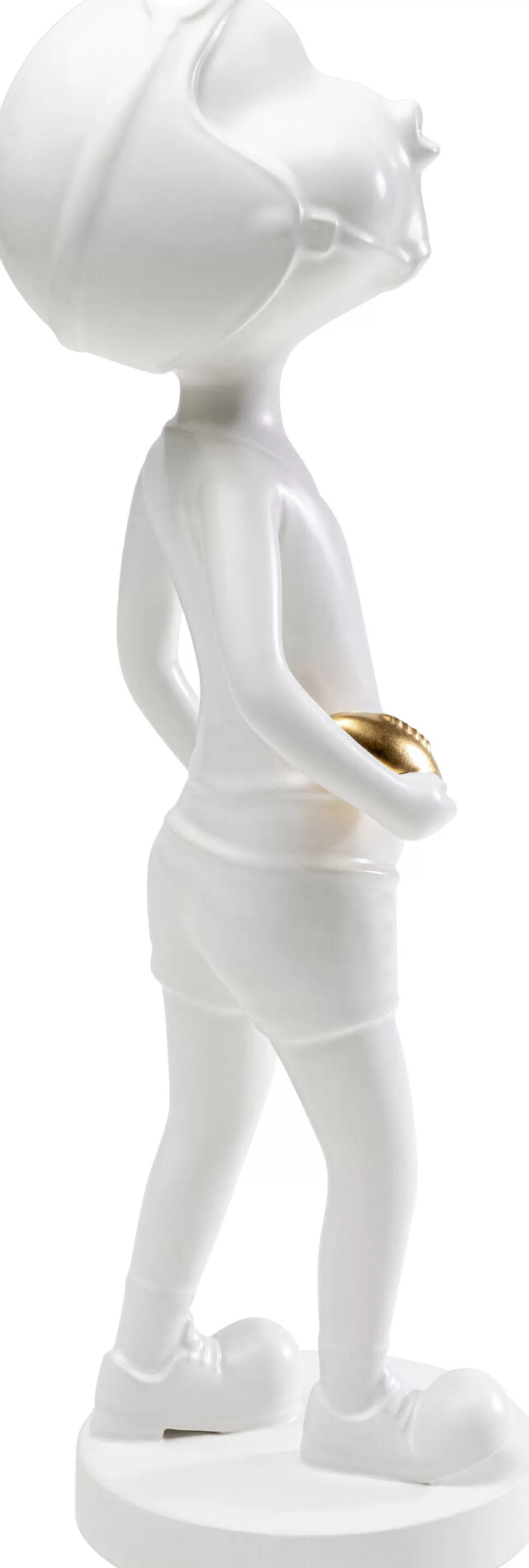 Figurki Dekoracyjne-KARE Design Figurka Dekoracyjna Z Ceramiki Biała 41 Cm Dziewczyna Ze Złotą Piłką