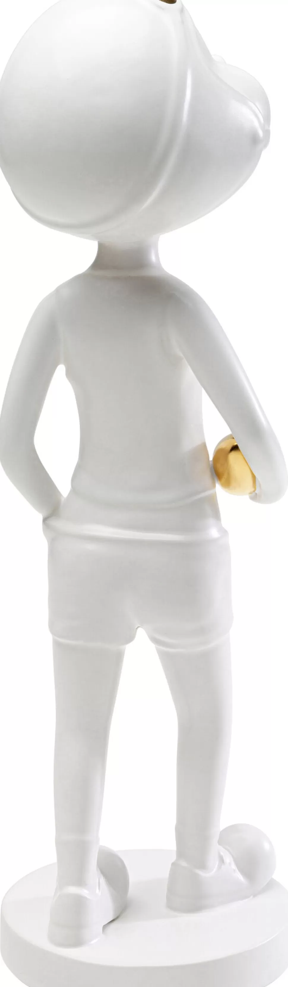 Figurki Dekoracyjne-KARE Design Figurka Dekoracyjna Z Ceramiki Biała 41 Cm Dziewczyna Ze Złotą Piłką