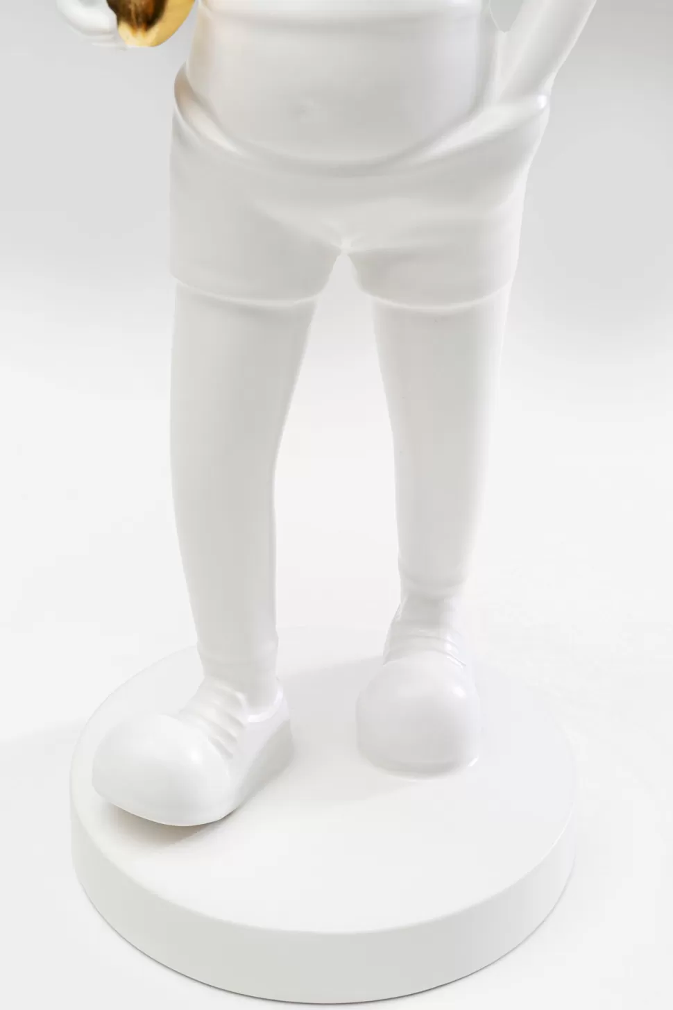 Figurki Dekoracyjne-KARE Design Figurka Dekoracyjna Z Ceramiki Biała 41 Cm Dziewczyna Ze Złotą Piłką