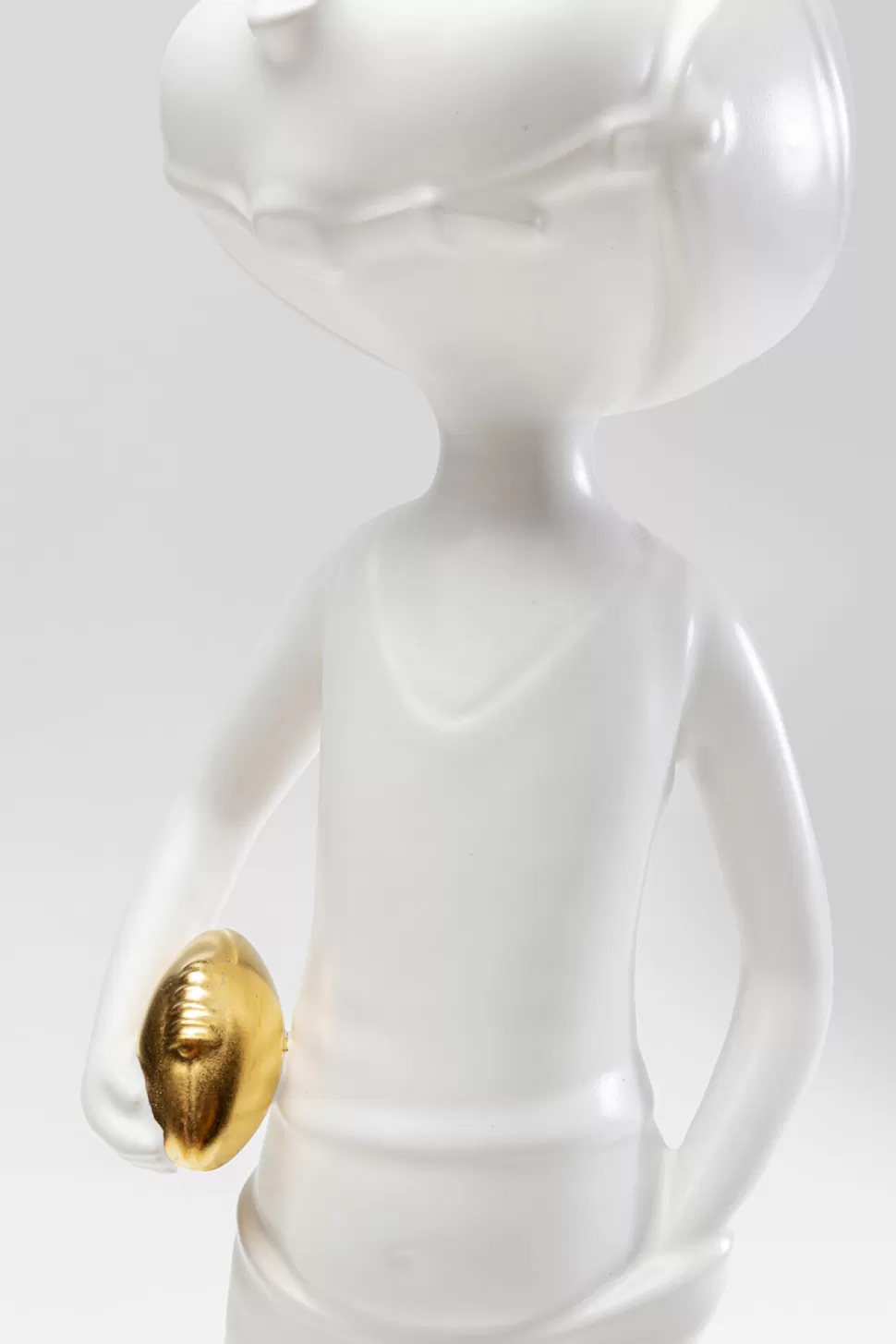 Figurki Dekoracyjne-KARE Design Figurka Dekoracyjna Z Ceramiki Biała 41 Cm Dziewczyna Ze Złotą Piłką