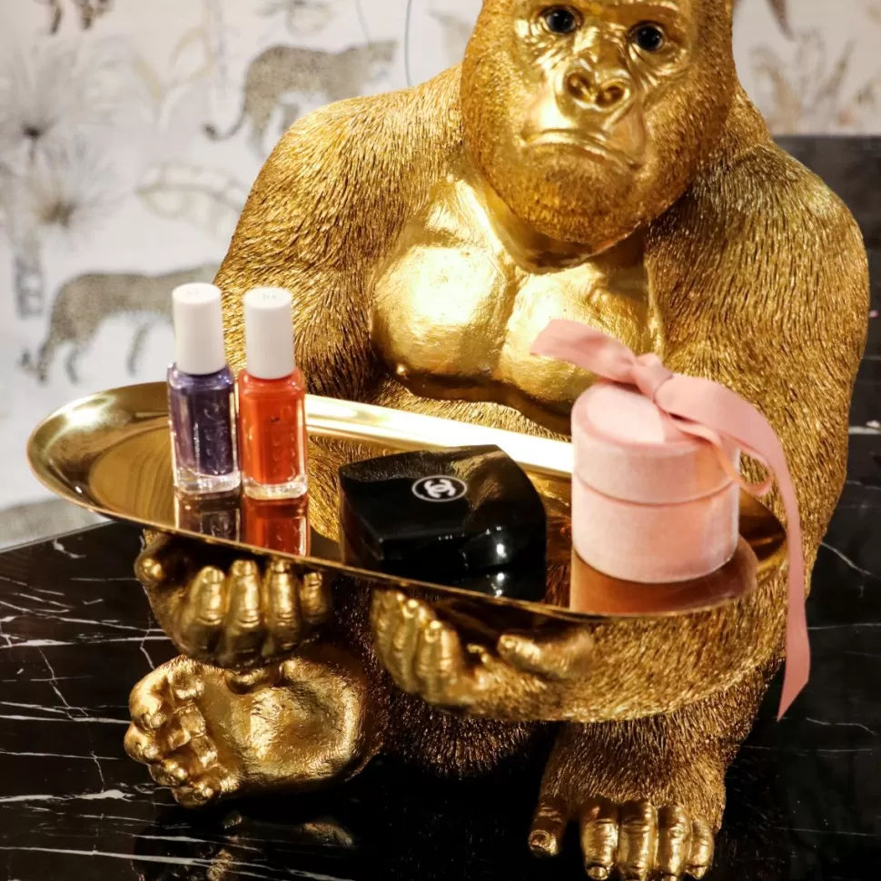 Figurki Dekoracyjne-KARE Design Figurka Dekoracyjna Z Tacą Gorilla Butler 29x37 Cm Złota