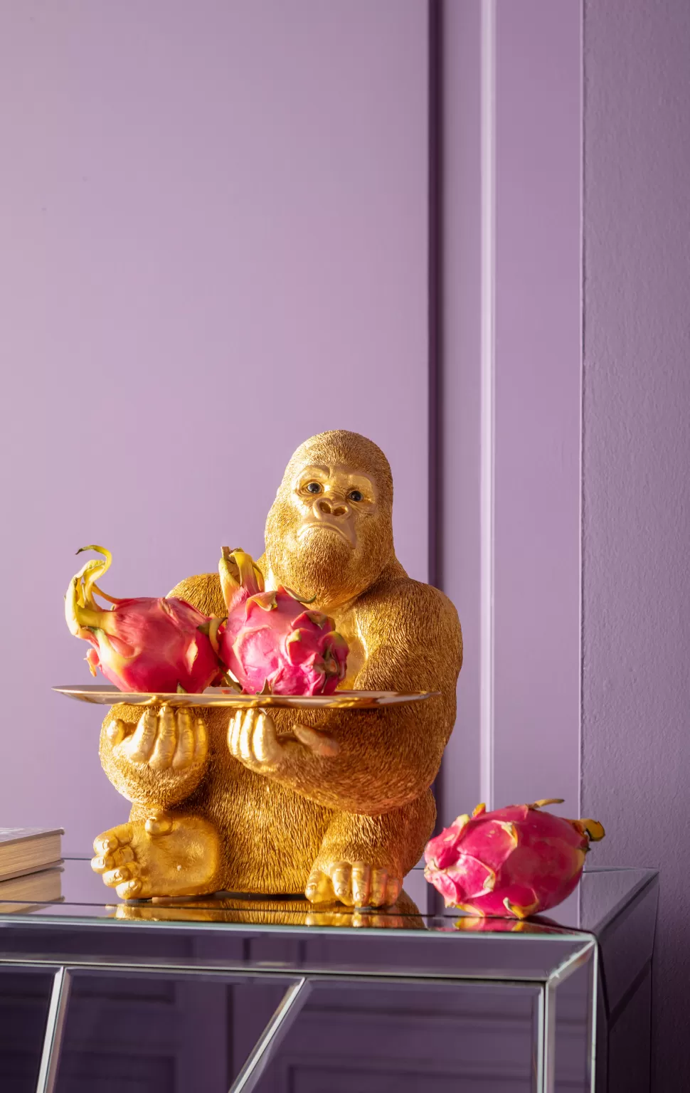 Figurki Dekoracyjne-KARE Design Figurka Dekoracyjna Z Tacą Gorilla Butler 29x37 Cm Złota