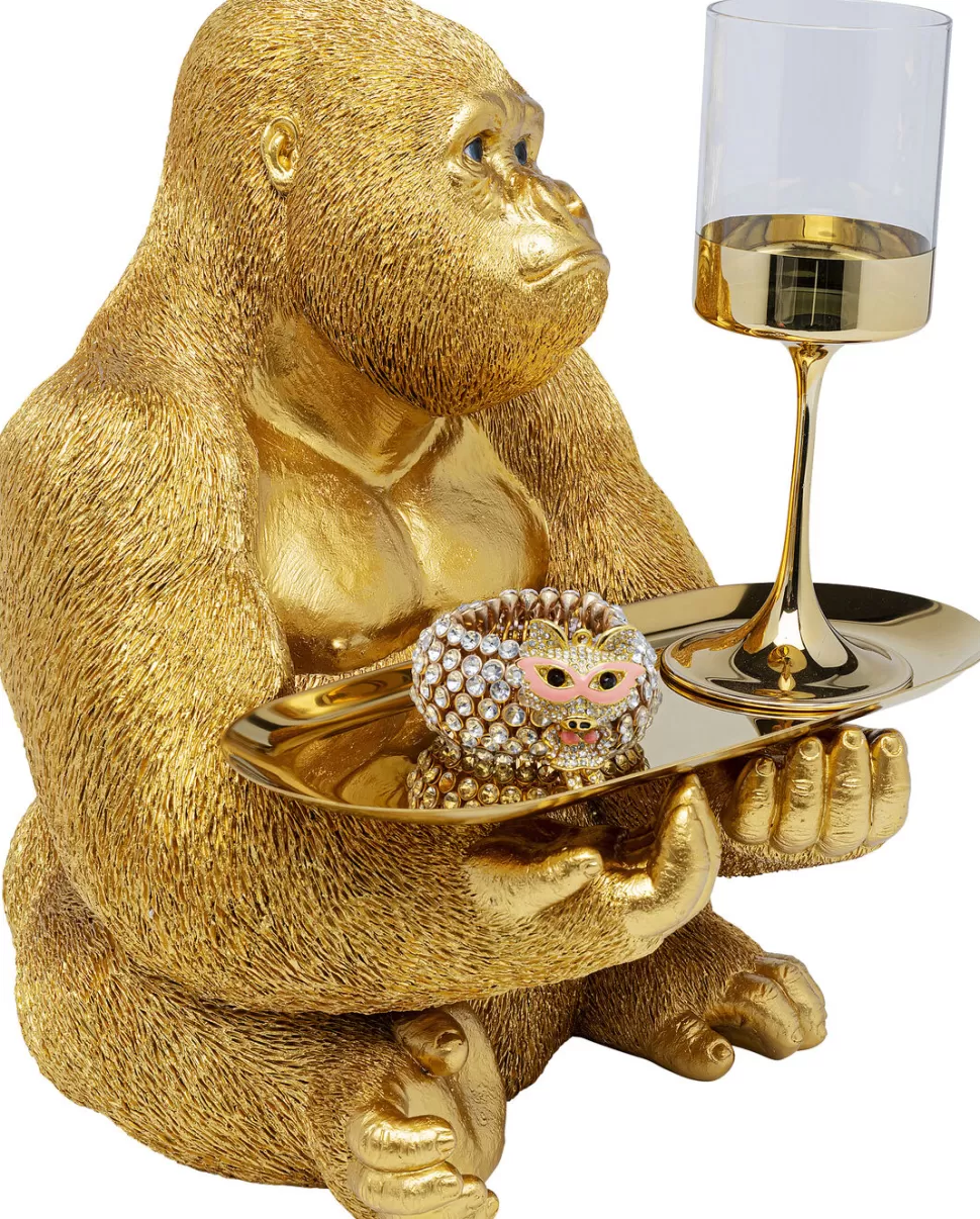Figurki Dekoracyjne-KARE Design Figurka Dekoracyjna Z Tacą Gorilla Butler 29x37 Cm Złota