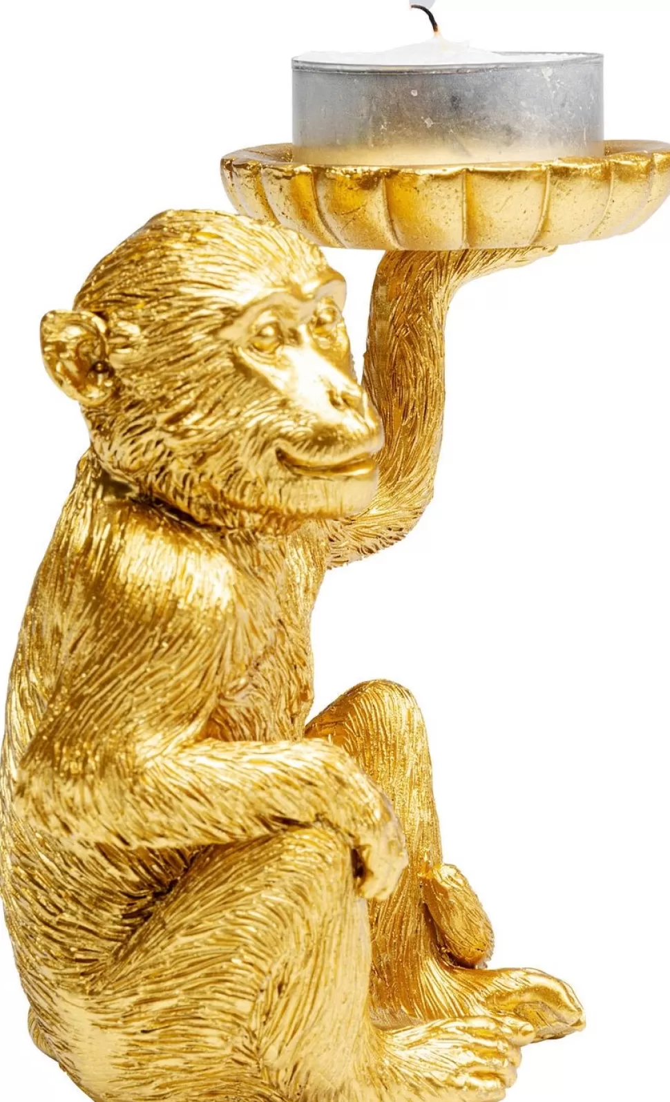 Świeczniki | Figurki Dekoracyjne-KARE Design Figurka Dekoracyjna Ze świecznikiem Na Telighty Monkey 11x11 Cm Złota