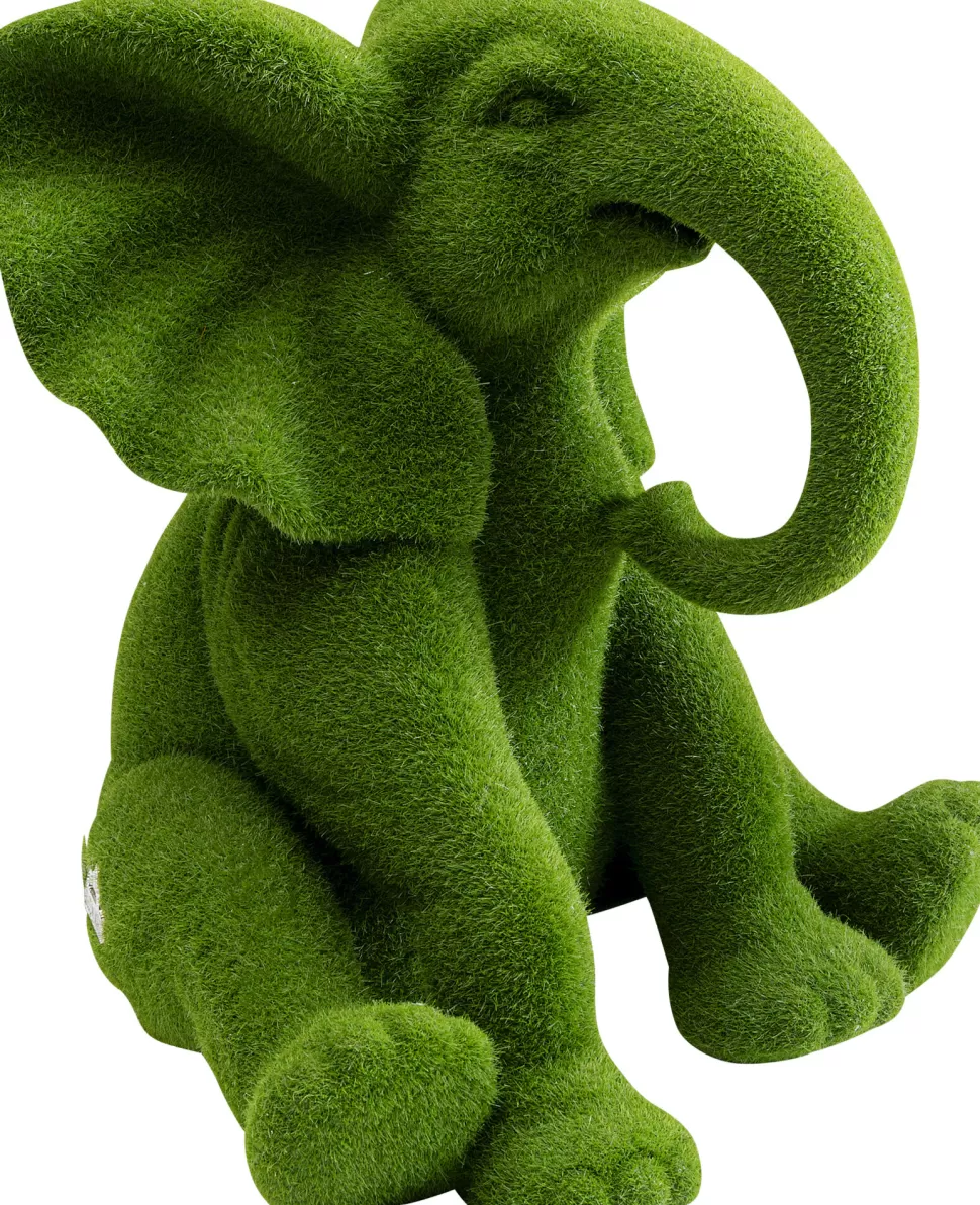 Figurki Dekoracyjne-KARE Design Figurka Dekoracyjna Zielona Tkanina Słonik 20x18 Cm