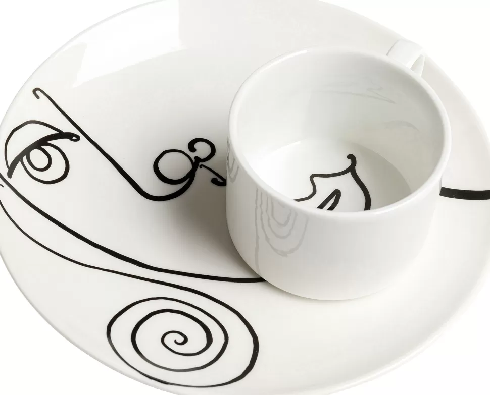 Zastawa Stołowa | Filiżanki-KARE Design Filiżanka Ze Spodkiem Biała #2 Wzory Czarne 160 Ml