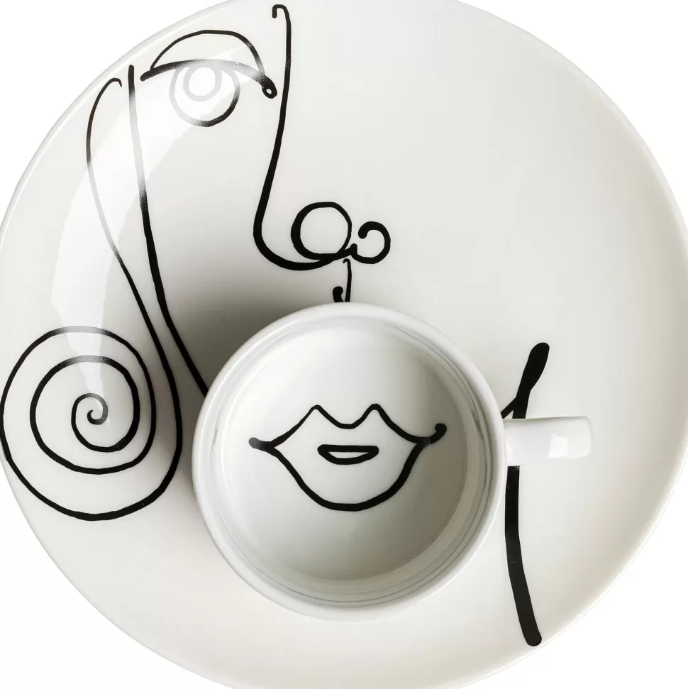 Zastawa Stołowa | Filiżanki-KARE Design Filiżanka Ze Spodkiem Biała #2 Wzory Czarne 160 Ml