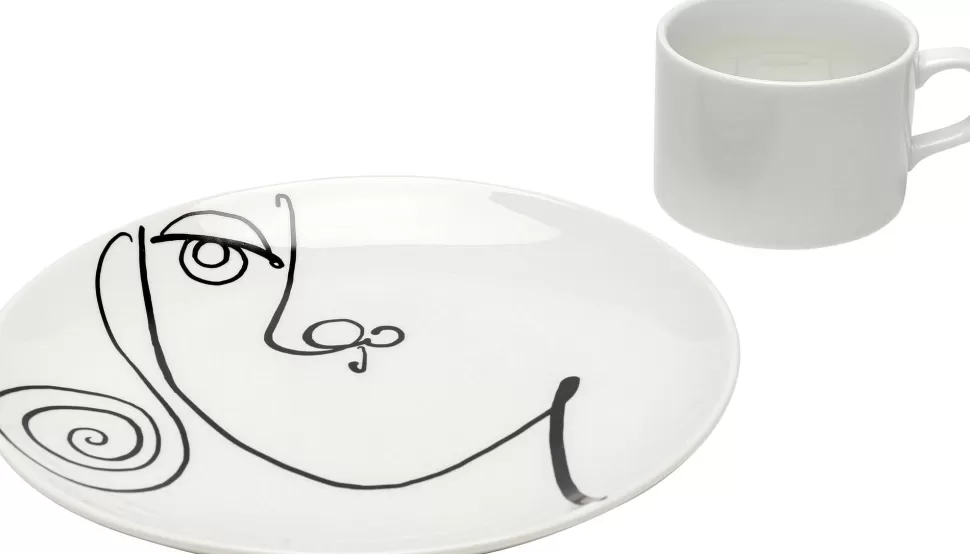 Zastawa Stołowa | Filiżanki-KARE Design Filiżanka Ze Spodkiem Biała #2 Wzory Czarne 160 Ml