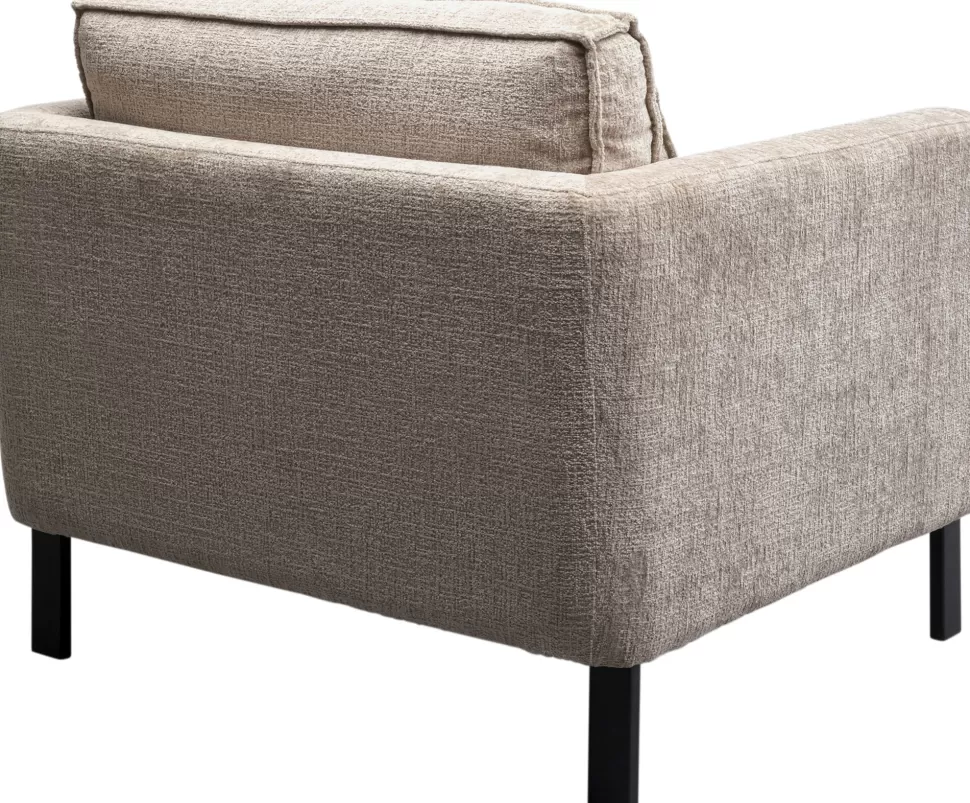 Fotele-KARE Design Fotel Beżowy Do Salonu Z Czarnymi Nogami Ze Stali 90x93 Cm
