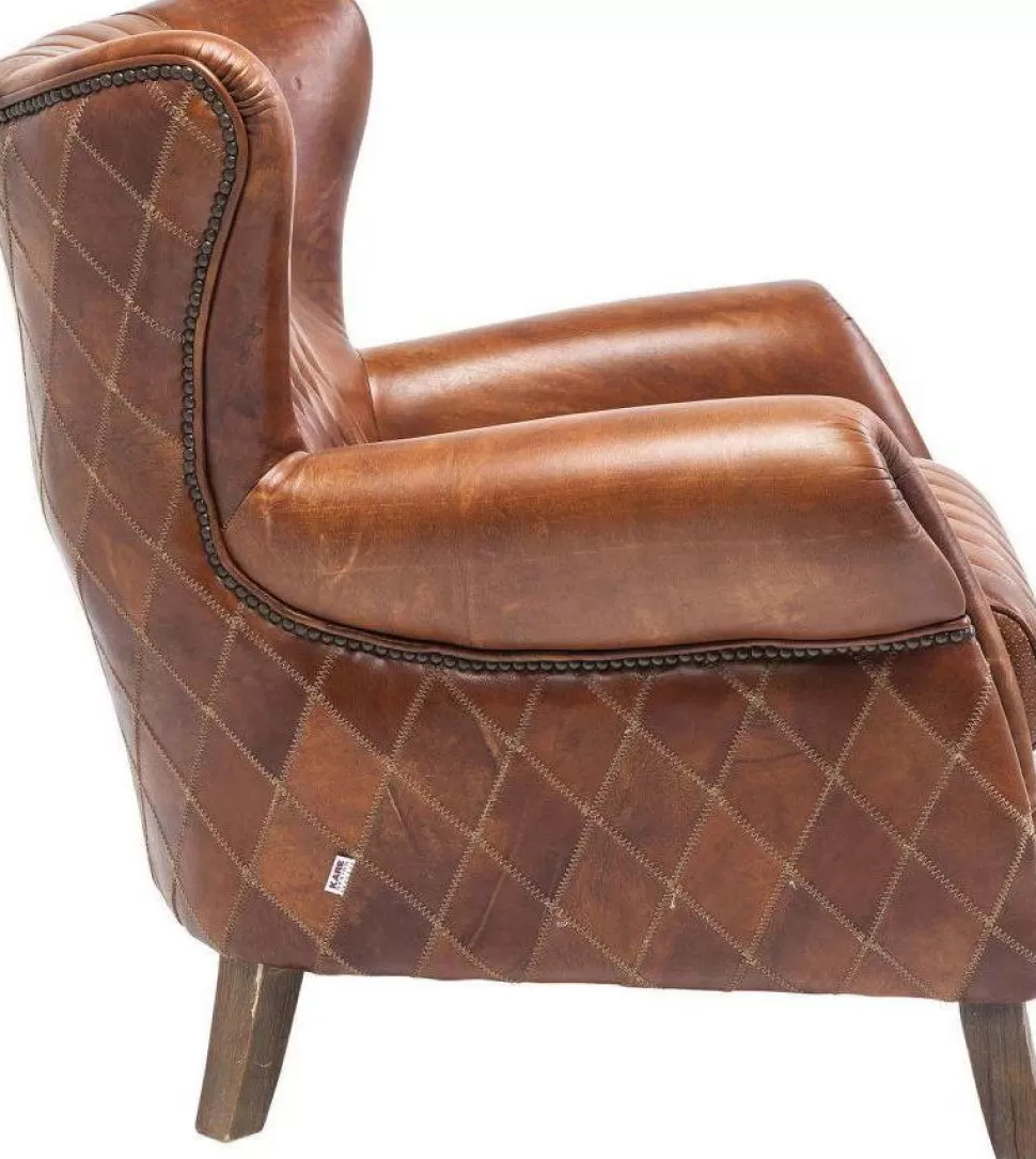 Fotele-KARE Design Fotel Country Side 83x90 Cm Brązowy Skóra Naturalna