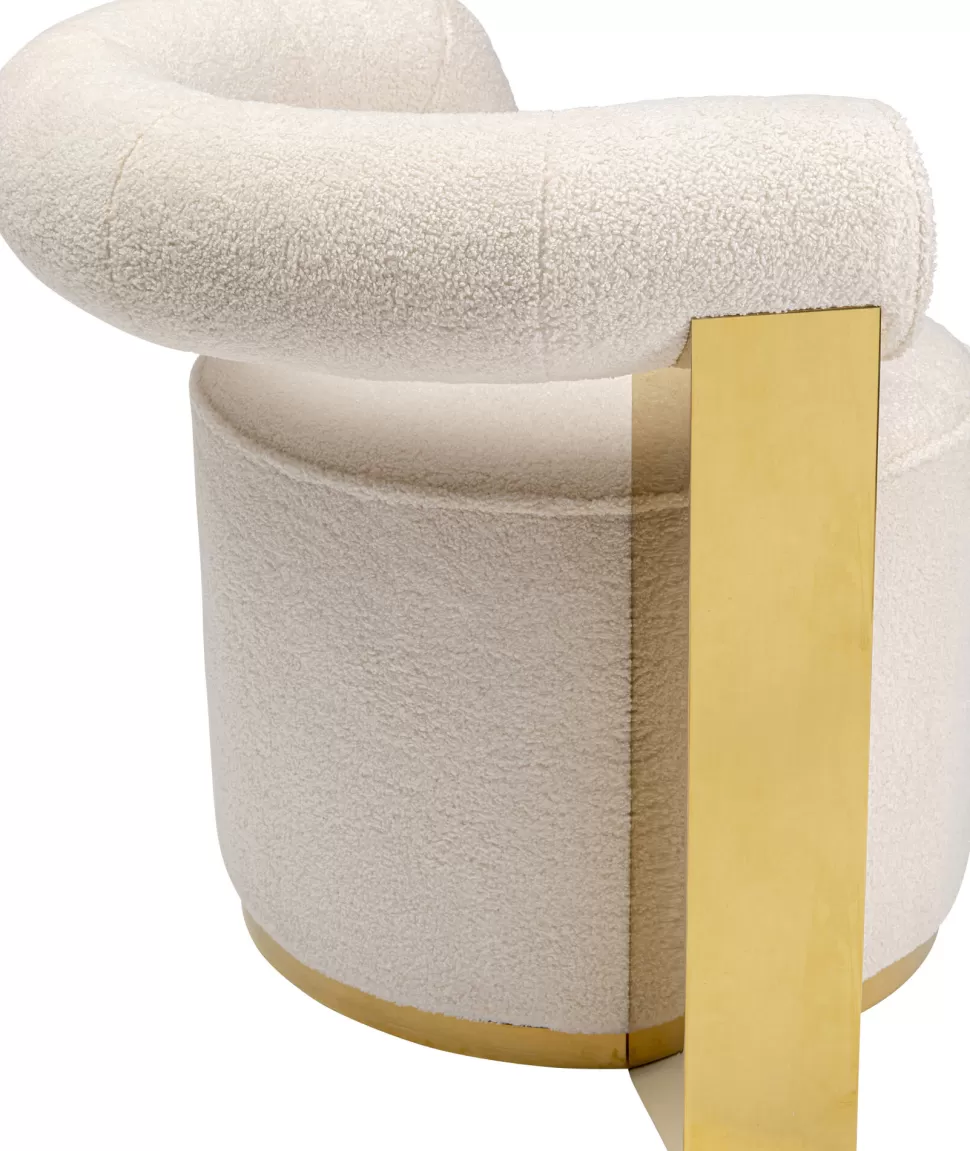 Fotele-KARE Design Fotel Do Salonu Glamour Tkanina Pluszowa Biała Podstawa Złota 75x83 Cm