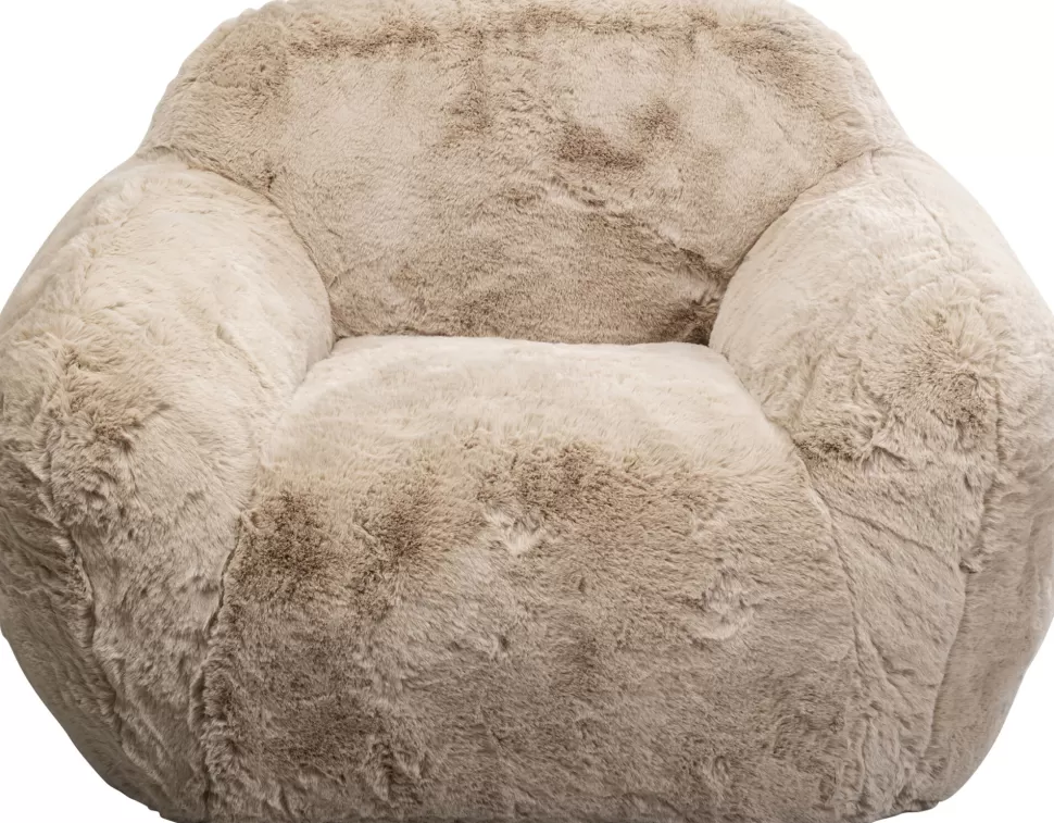 Fotele-KARE Design Fotel Duży Kremowy Tkanina Futrzana 105 Cm