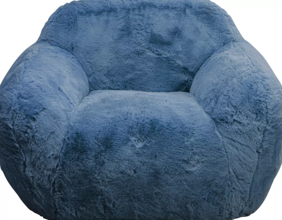 Fotele-KARE Design Fotel Duży Niebieski Tkanina Futrzana 105 Cm