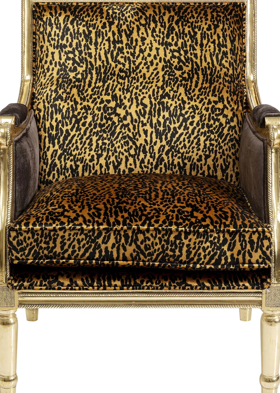 Fotele-KARE Design Fotel Glamour Do Salonu Panterka Rama Złota 70x98 Cm