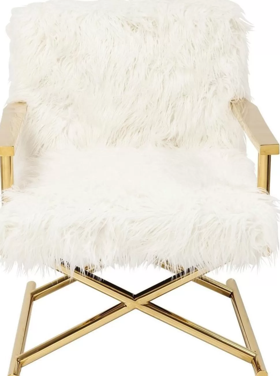 Fotele-KARE Design Fotel Mr. Fluffy 68x87 Cm Biało-złoty