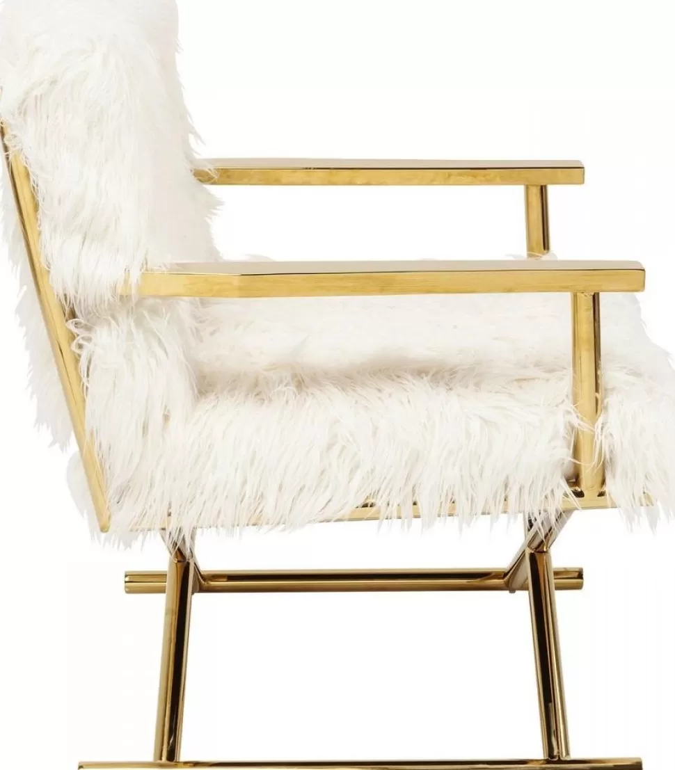 Fotele-KARE Design Fotel Mr. Fluffy 68x87 Cm Biało-złoty