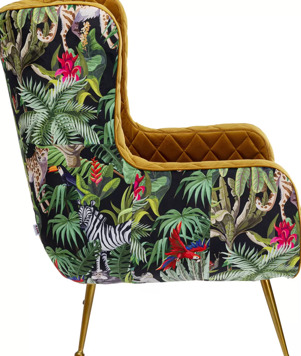 Fotele-KARE Design Fotel Nonna Jungle 75x102 Cm Kolorowy - Siedzisko Musztardowe