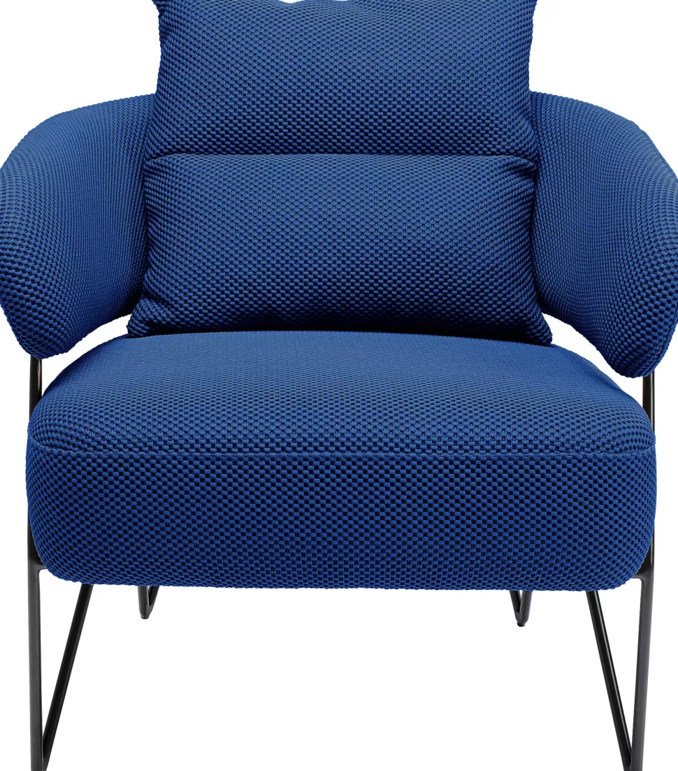 Fotele-KARE Design Fotel Nowoczesny Do Salonu Niebieski Nogi Stalowe Czarne 78x71 Cm