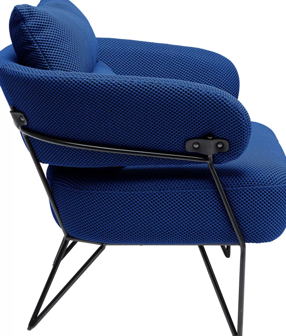 Fotele-KARE Design Fotel Nowoczesny Do Salonu Niebieski Nogi Stalowe Czarne 78x71 Cm
